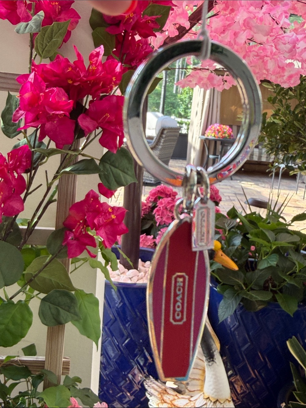Coach Pink and Red Surfboard Key Charm with Gold Accents - Picture 4 of 7